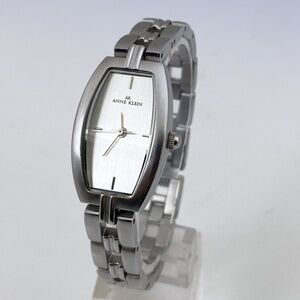 ANNE KLEIN Women's Silver-Tone Slim Tonneau Quartz Bracelet WATCH
